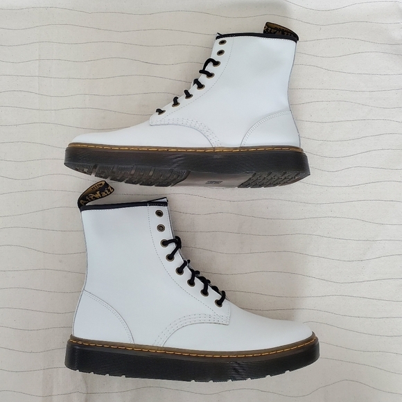 NEW Dr Martens Womens Zavala T Lamper Combat Boots Leather White Size 10 - Picture 7 of 10